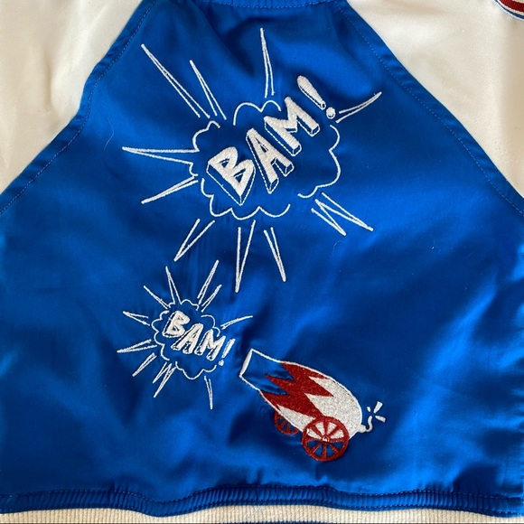 OshKosh B’Gosh Red, white, and blue vintage-style bomber jacket, 18 mos. - Picture 3 of 11